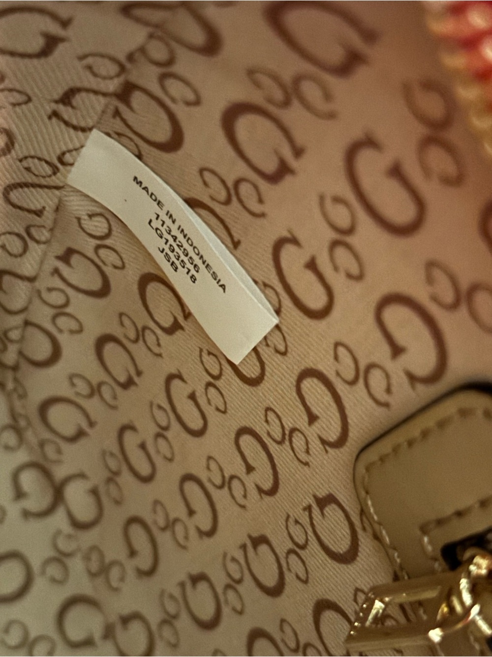 GUESS red leather purse with gold charm chain